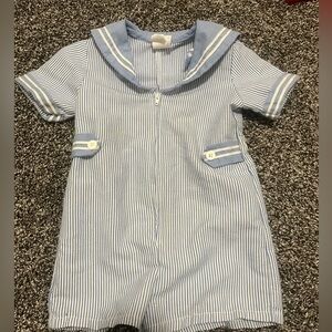 Vintage Nautical Striped winnie the pooh romper
